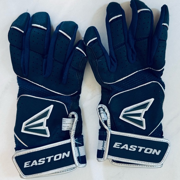 EASTON Walk Off Dark Blue Batting Glove with Silver Trim - Picture 7 of 7